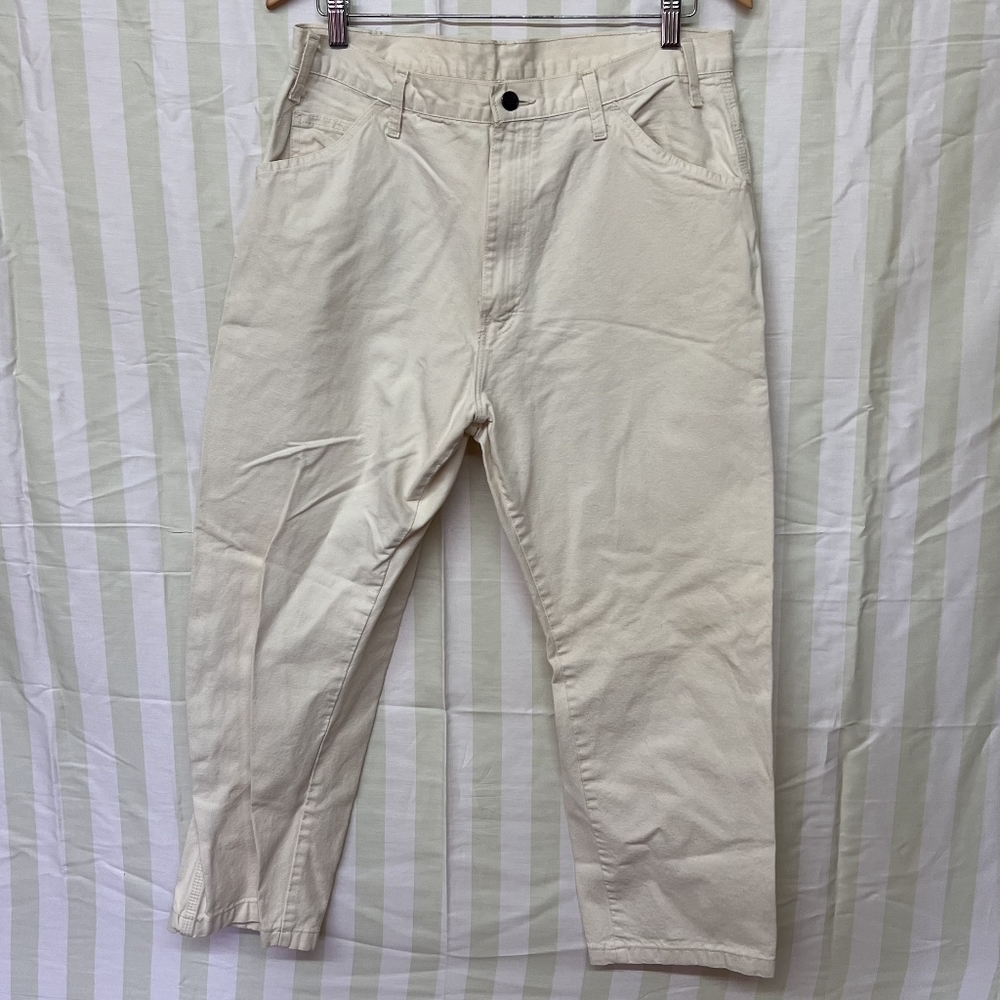 DICKIES PAINTERS COTTON PANTS SZ 36 X 30 WHITE CARPENTER MENS A1